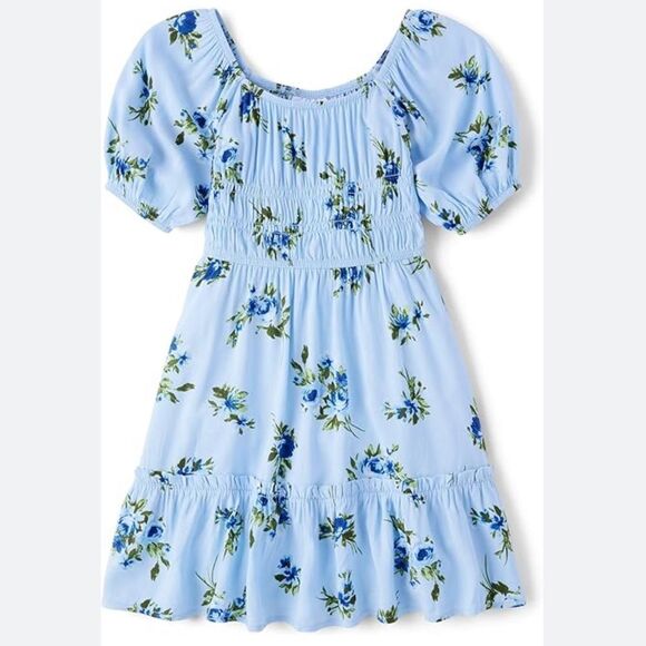 The Childrens Place Floral Blue Dress Sz S 5/6 - Picture 1 of 5